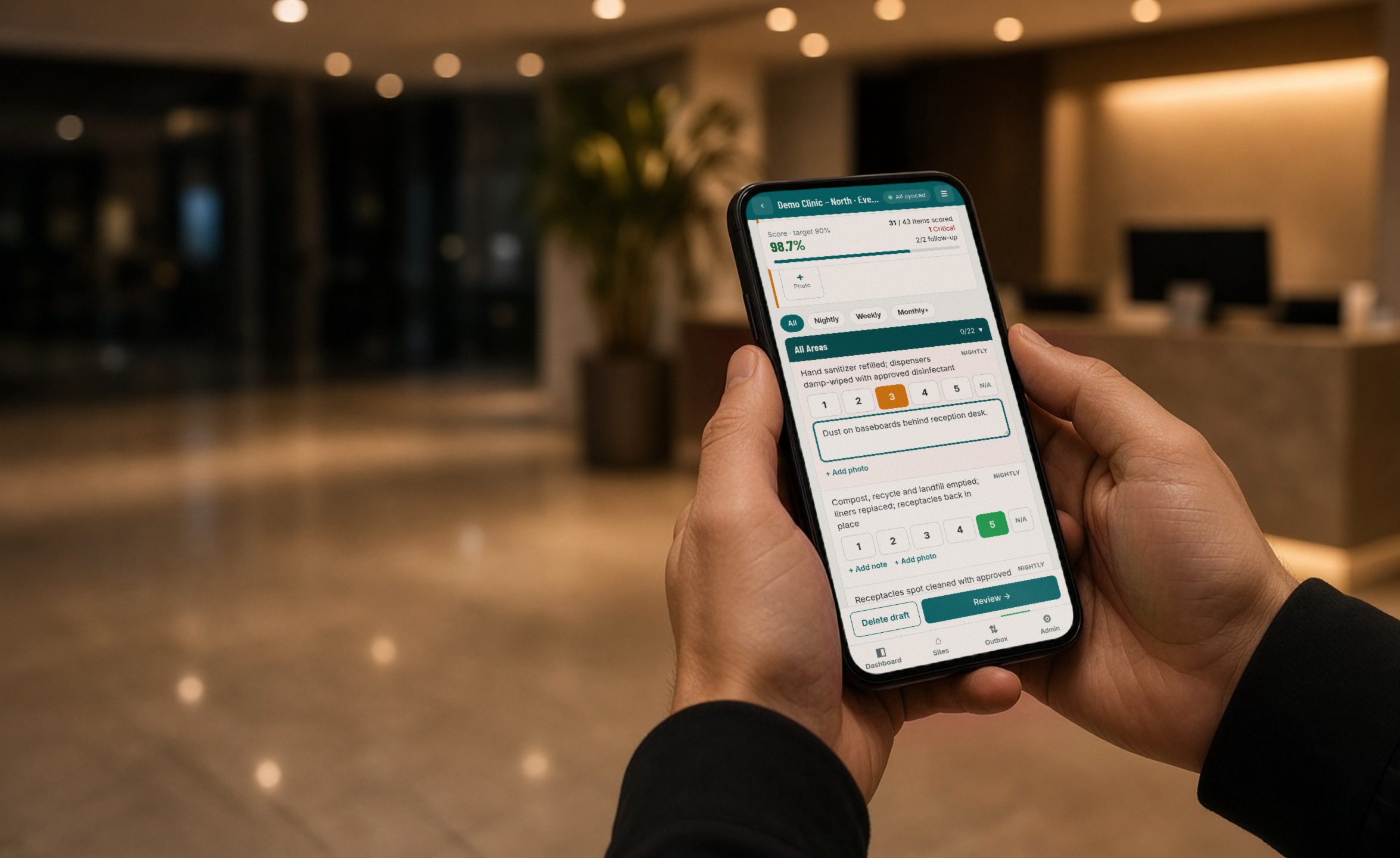 PBS supervisor completing a quality inspection on the PBS inspection app